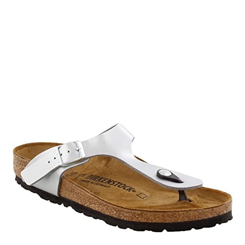 BIRKENSTOCK GIZEH BIRKO-FLOR METALLIC SILVER SIZE 41 MEN 8 – Scratch & Dent