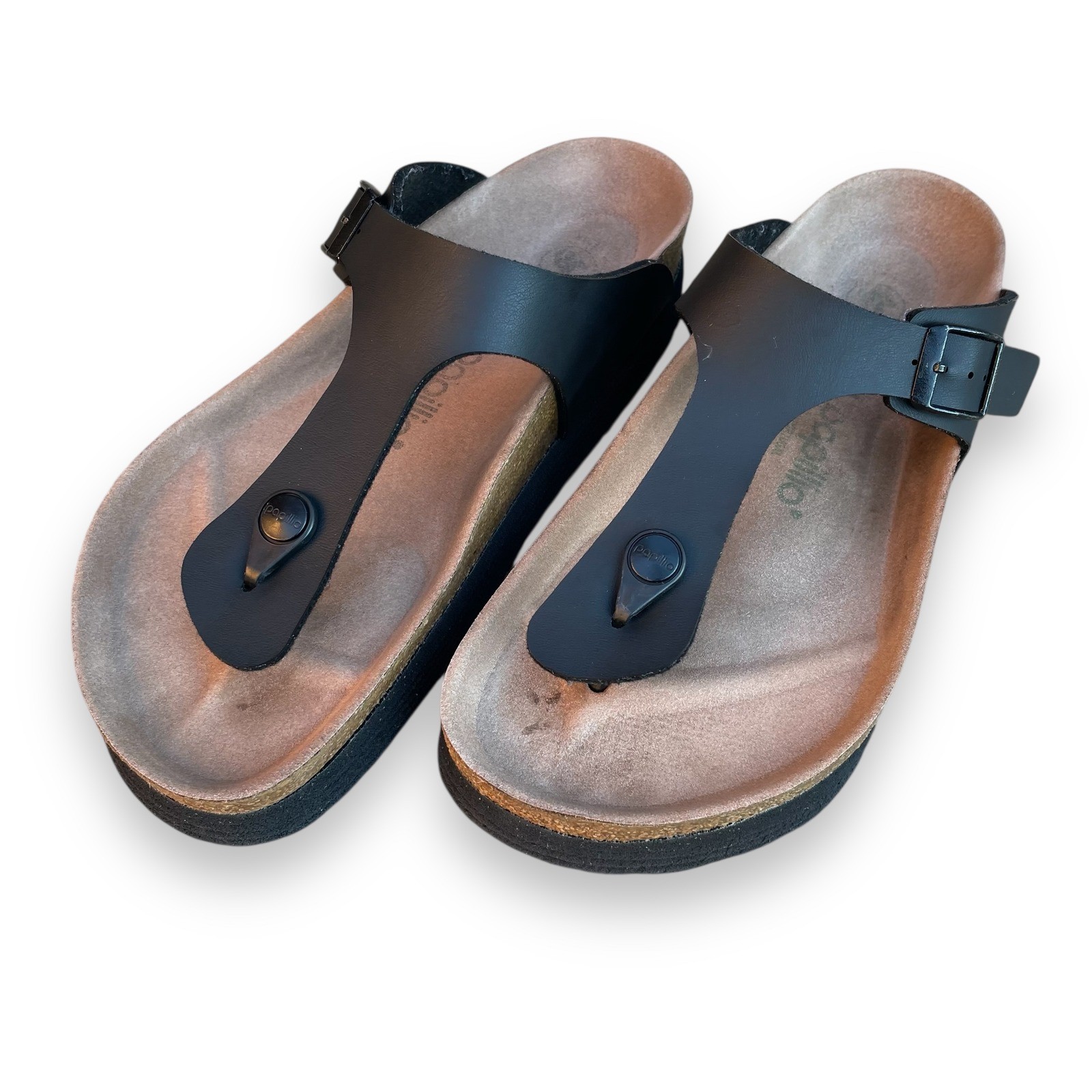 Papillio Birkenstock Gizeh Platform Thong Sandals Black Vegan Size 39 US 8.5