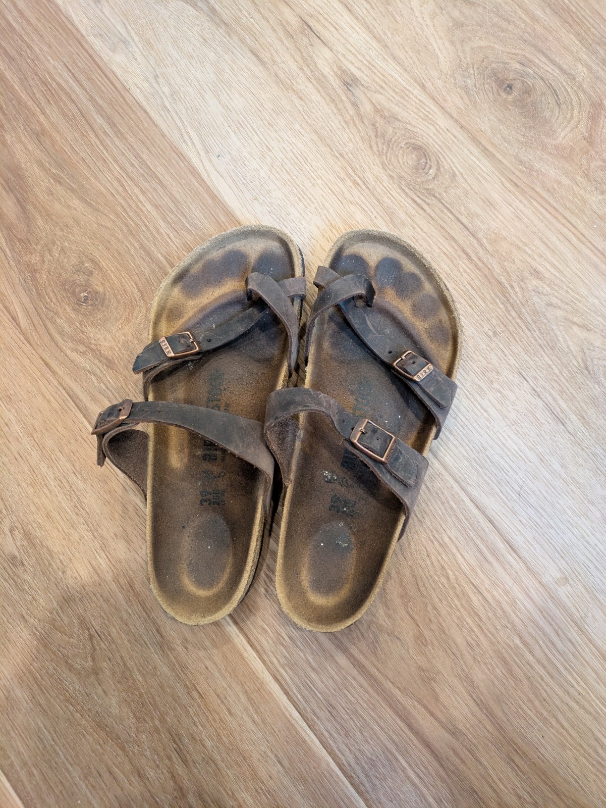 Birkenstock Mayari Birko-Flor Brown Strap Sandals Womens Size US 8 Regular