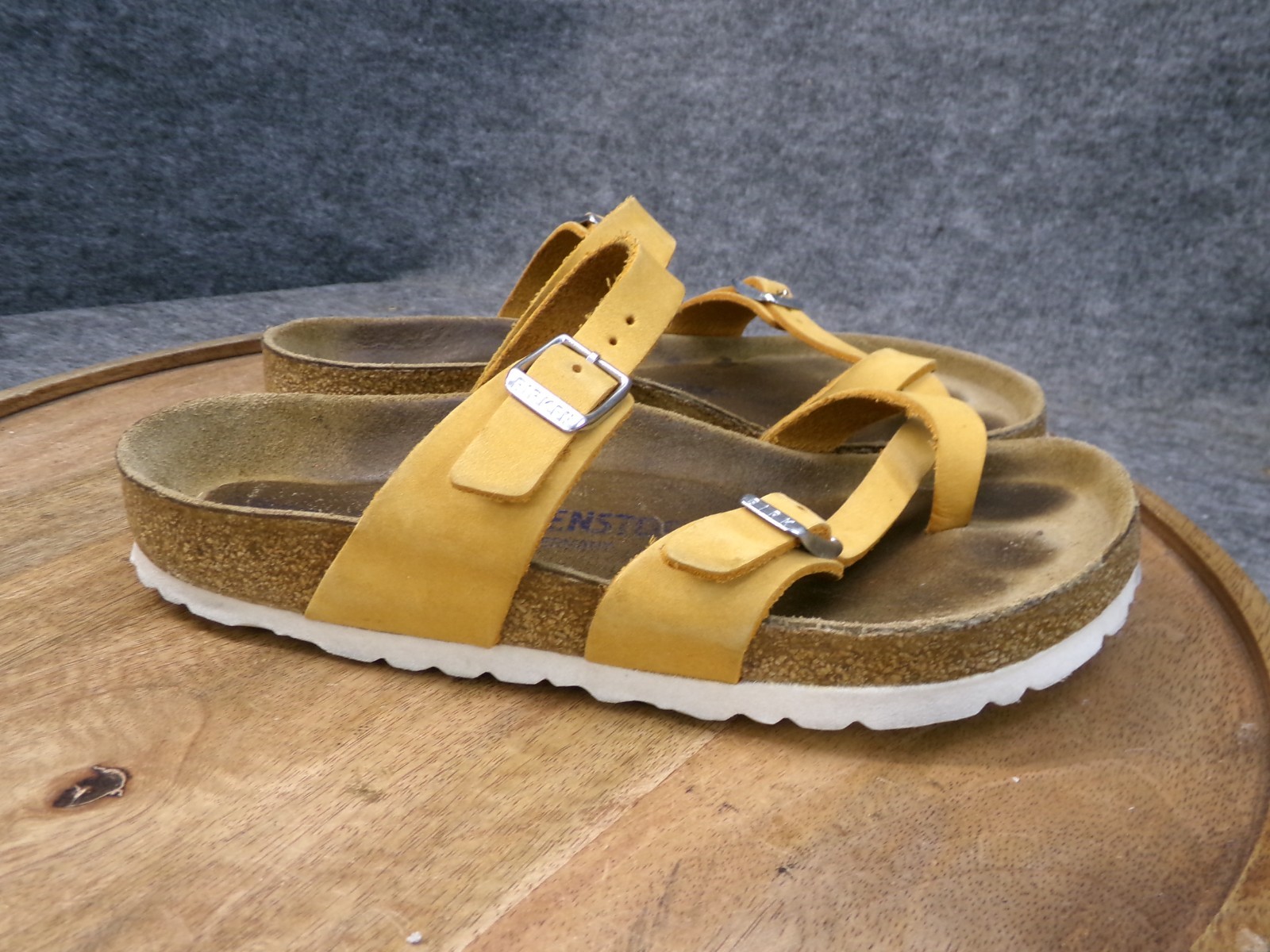Birkenstock Mayari Apricot Nubuck Leather Soft Footbed Sandals Size 37 US 6 Reg.