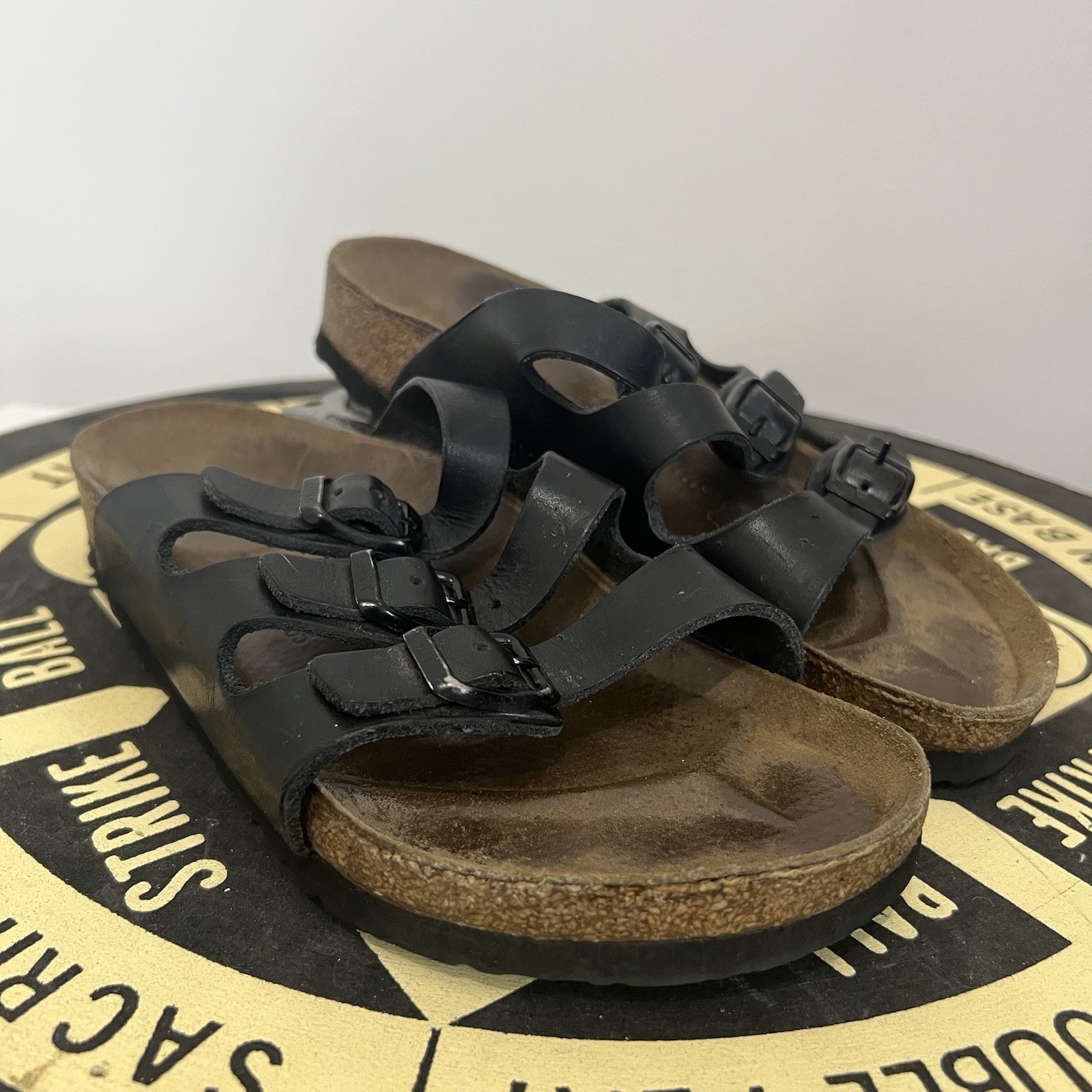 Birkenstock Womens Florida Soft FB Black Birko-Flor Sandals Size 36 US 5-5.5