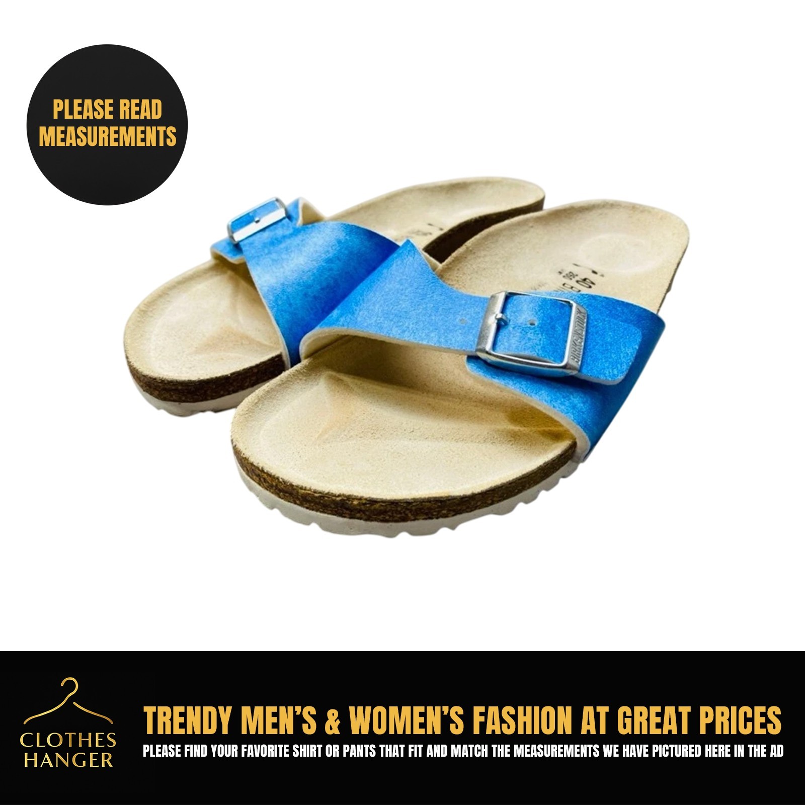 Birkenstock Madrid Blue Sponge Slide Sandals Size 40 Cork Footbed Comfort 1402