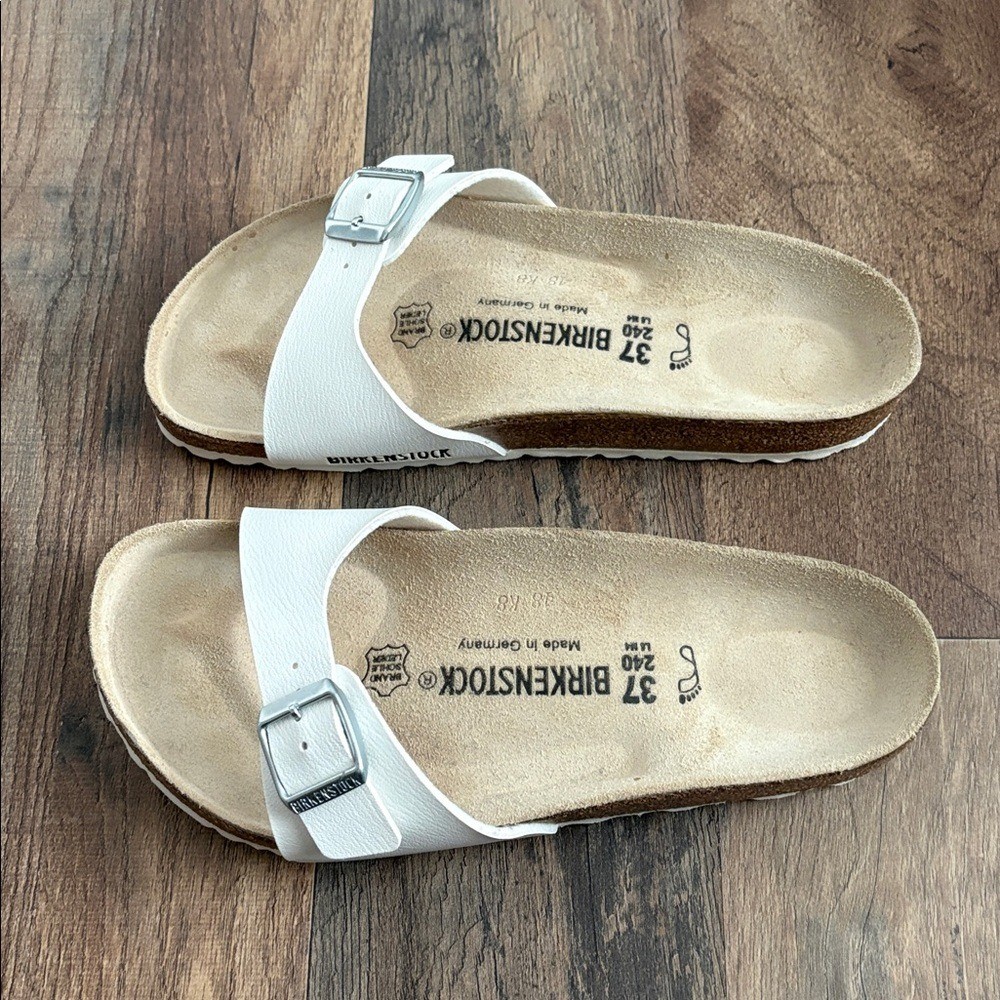Birkenstock Madrid Birko-Flor One Strap With Buckle Slip On White Size EU 37