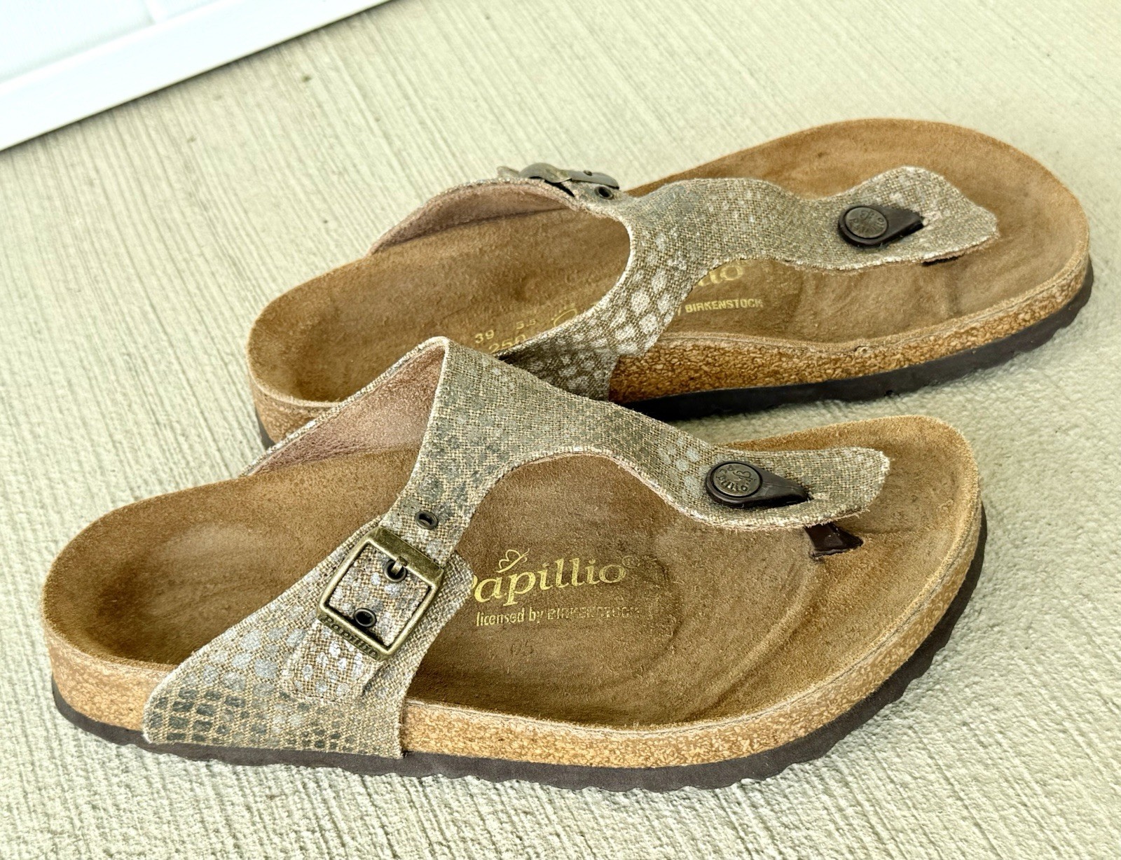 Birkenstock Papillio Gizeh Cork Birko Snake Print Thong Sandals Womens 38 (US 8)