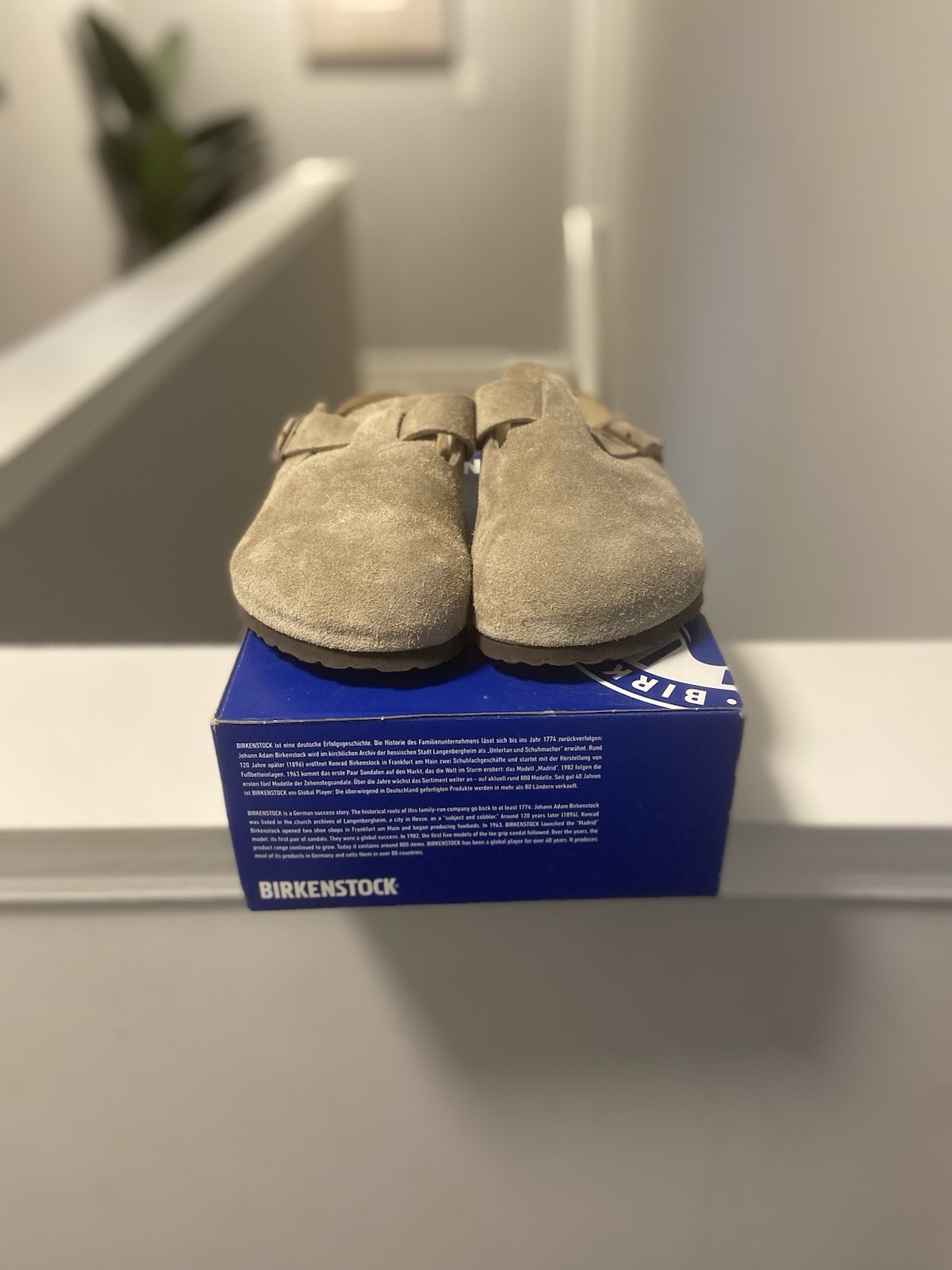 Birkenstock Boston Soft Footbed Suede Leather Clogs, Men Size 9-9.5, Taupe