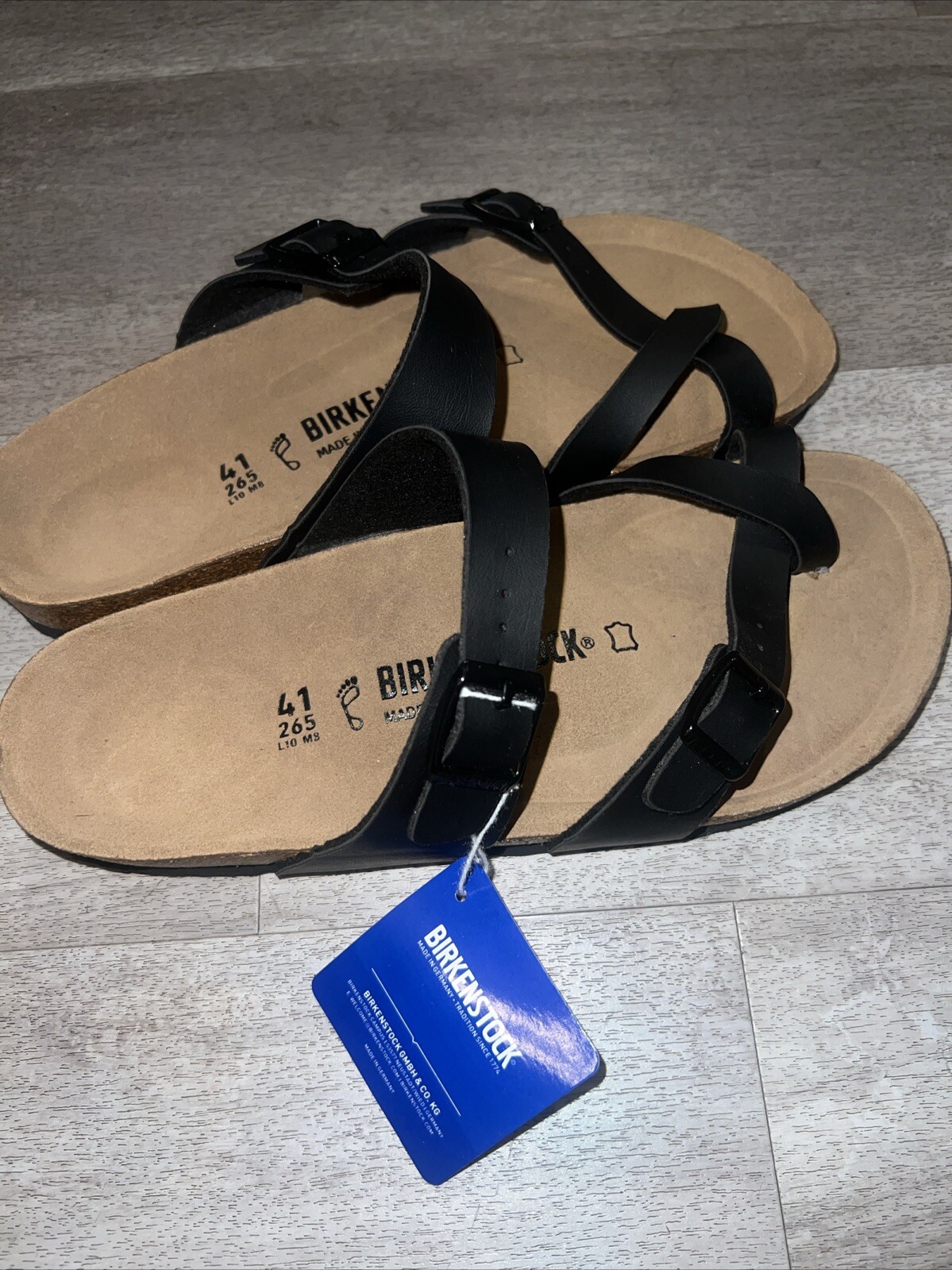 Birkenstock Mayari Birko-Flor Slide Sandal Sz 41 Regular Black L10 M8 Read…