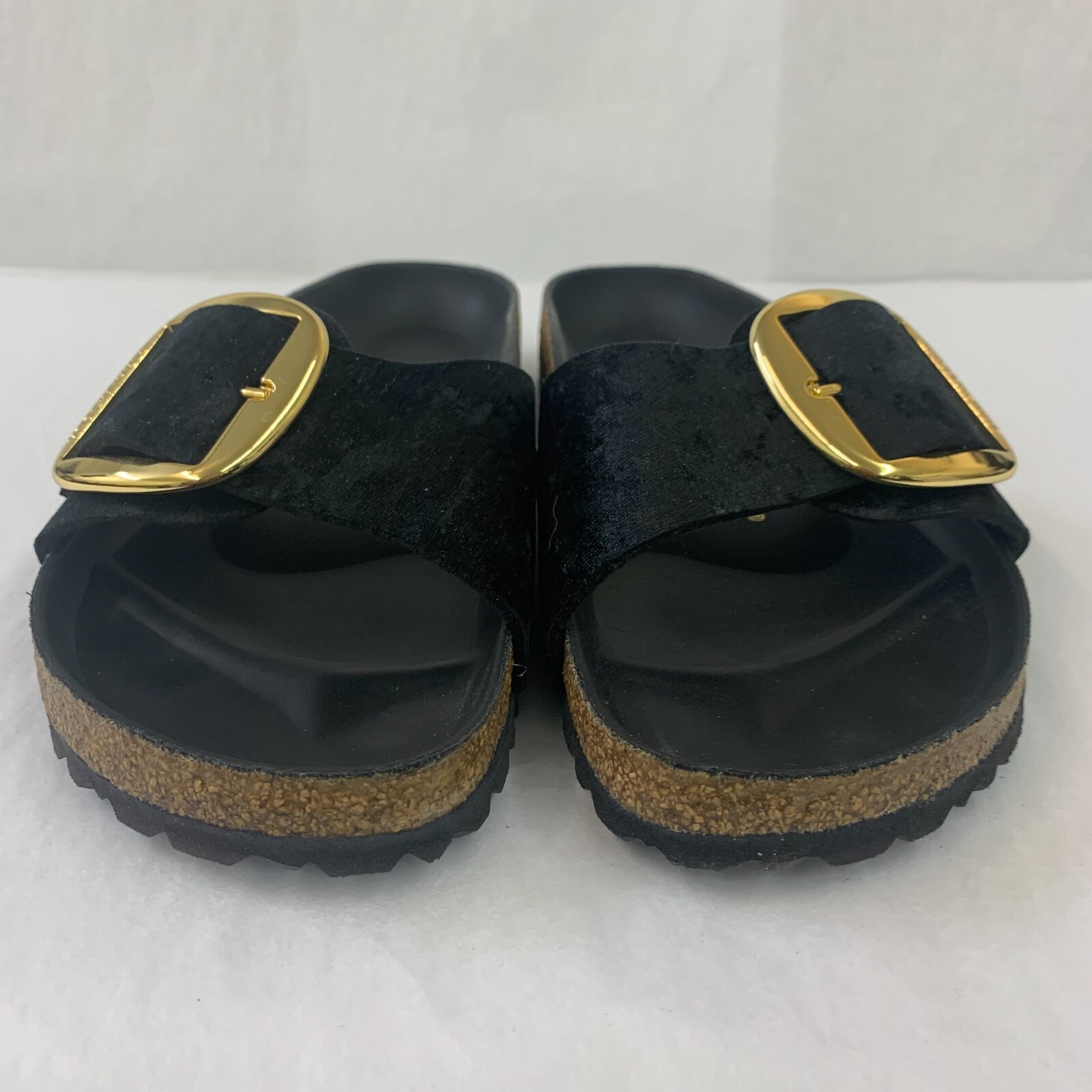 Birkenstock New w/ Box Madrid Big Buckle Rivet Logo Black Velvet Exquisite Nar