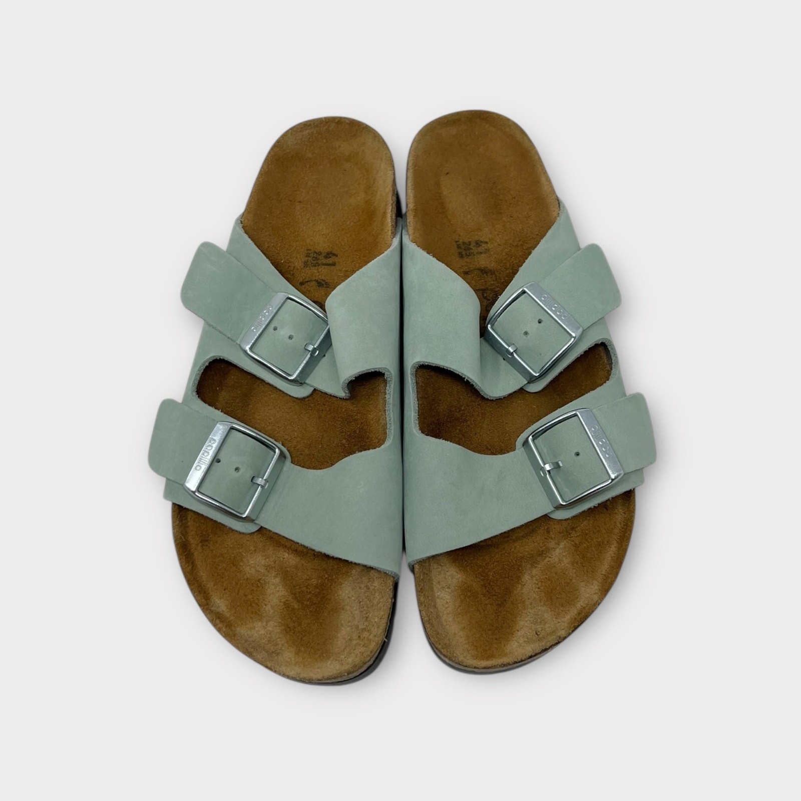 Birkenstock Papillio Arizona Platform Sandal-Nubuck in Pure Sage Size 41/10
