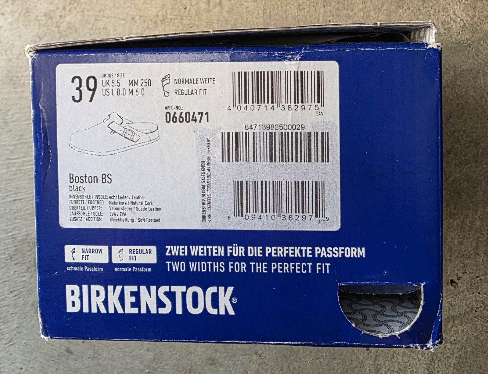 Birkenstock Boston Bs Leather Suede Soft Footbed Black Color Regular Wide