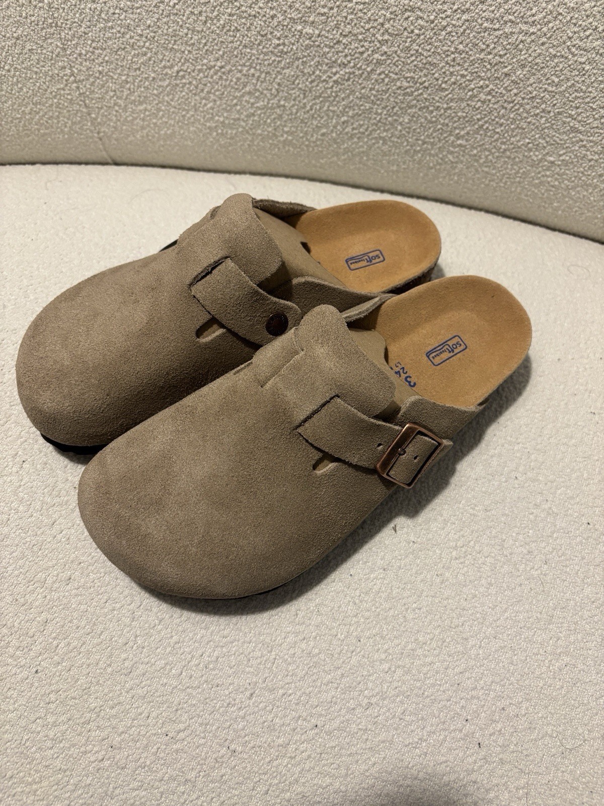 Brand New Birkenstock Boston – Taupe Suede (size 38 EU)