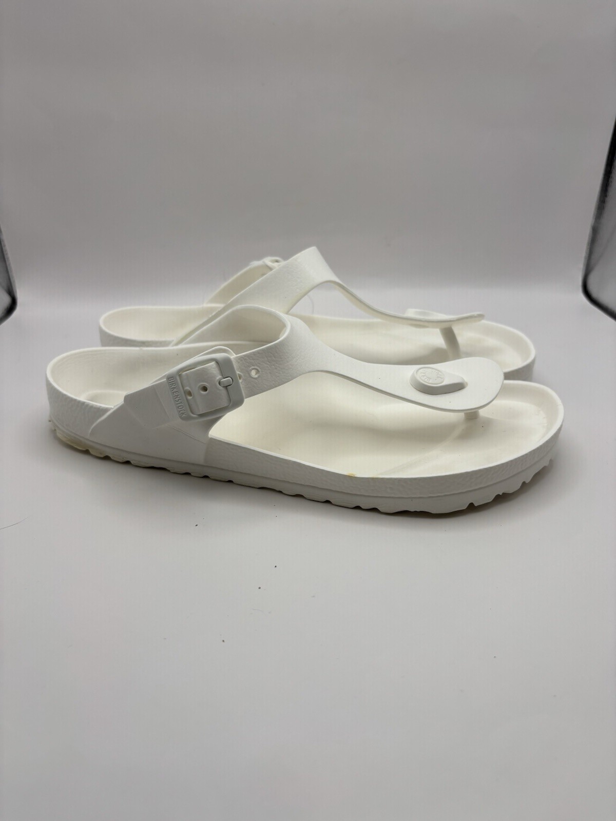 Birkenstock Gizeh White Rubber Sandals Women Size 9 Men Size 7