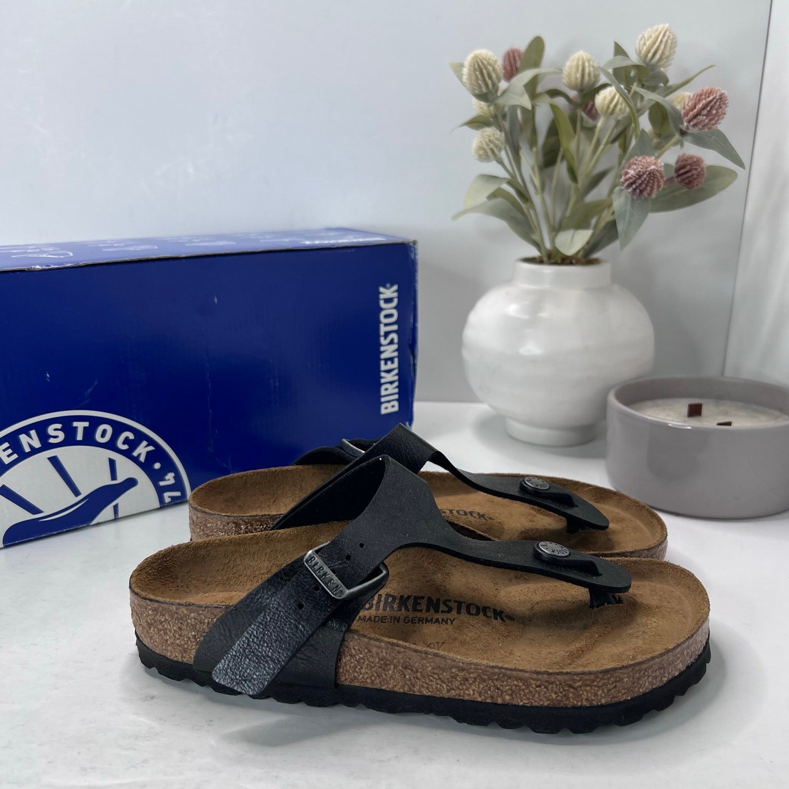 Birkenstock Gizeh Birko Flor Sandal Graceful Licorice Women 4 NWB Reg Fit