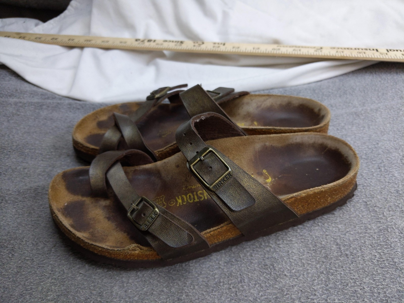 Birkenstock Mayari Sandals Womens Size 5 36 Brown Leather Toe Loop Cork Footbed