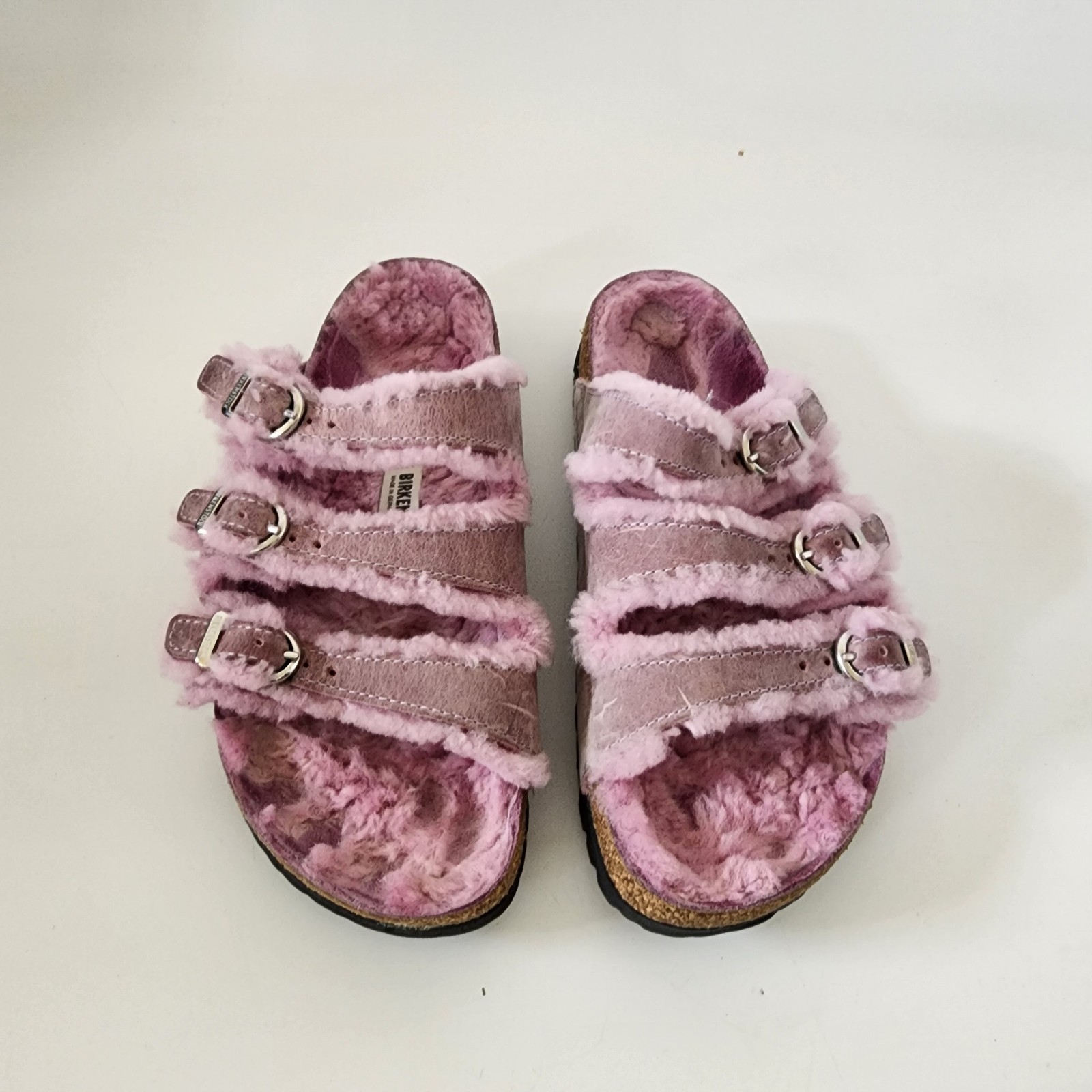 Birkenstock Pink Florida Slide Sandals Women Size 38 US 7 – 7.5 Leather Shoes