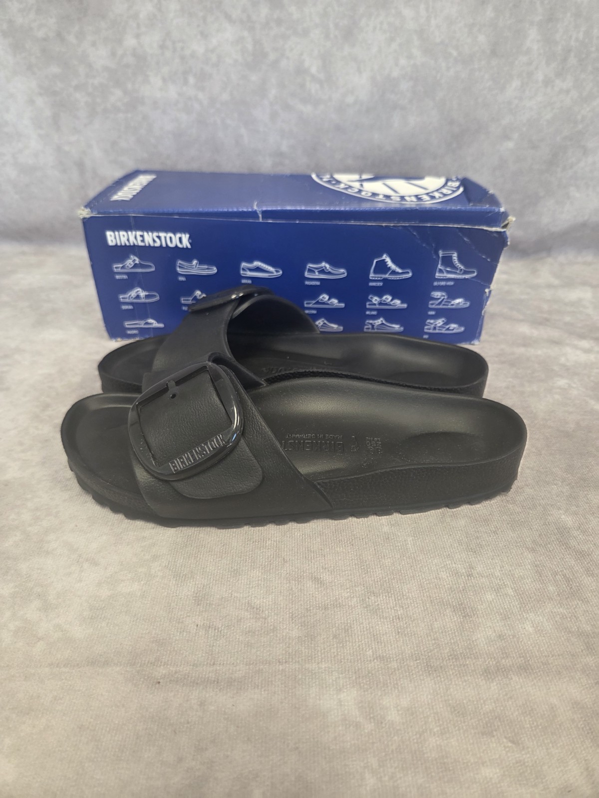 Birkenstock Madrid Big Buckle Black Sandals Women Black 39 NWOT