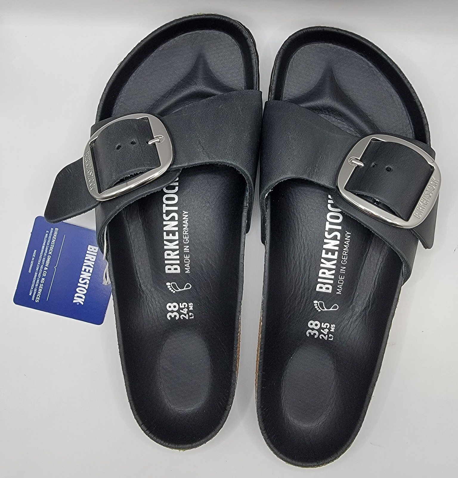 Birkenstock Madrid Big Buckle Oiled Leather Black Color Regular Wide