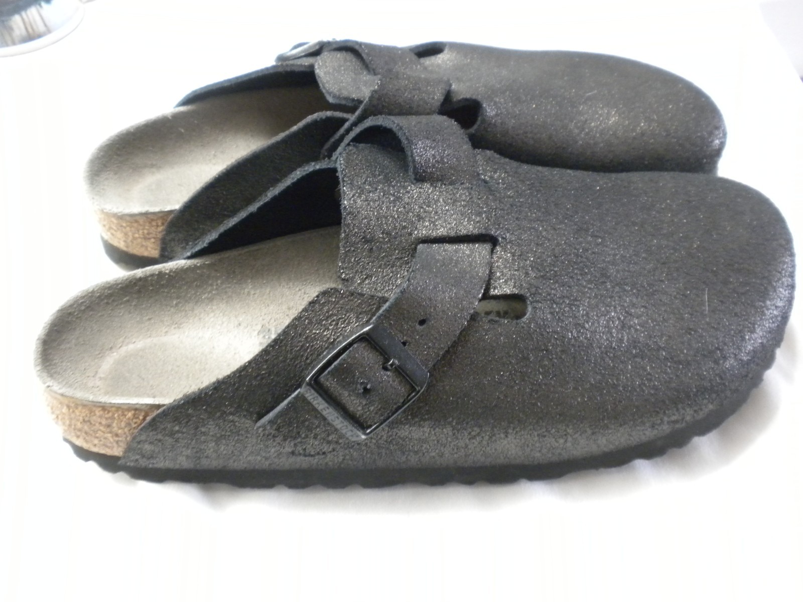 Birkenstock Boston Clogs Mules EU 39 Metallic Black Shimmer US 8 Birko-flor