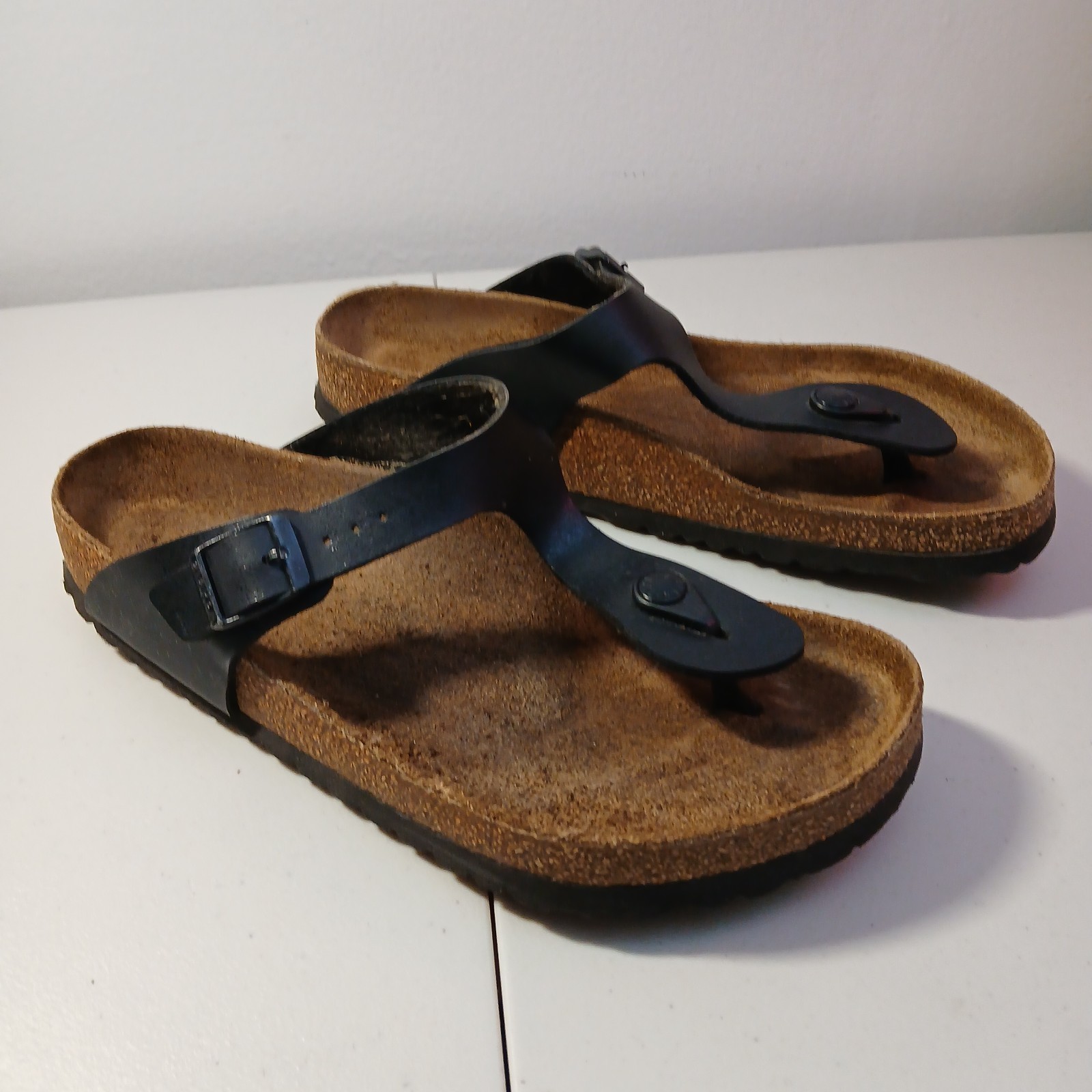 Birkenstock Gizeh Thong Sandals Womens 40 (9-9.5) Black Cork Birko-Flor