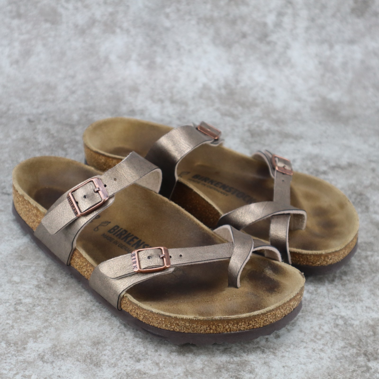 Birkenstock Mayari Sandals Womens Size 39 EU 8 8.5 US Metallic Taupe Birko-Flor