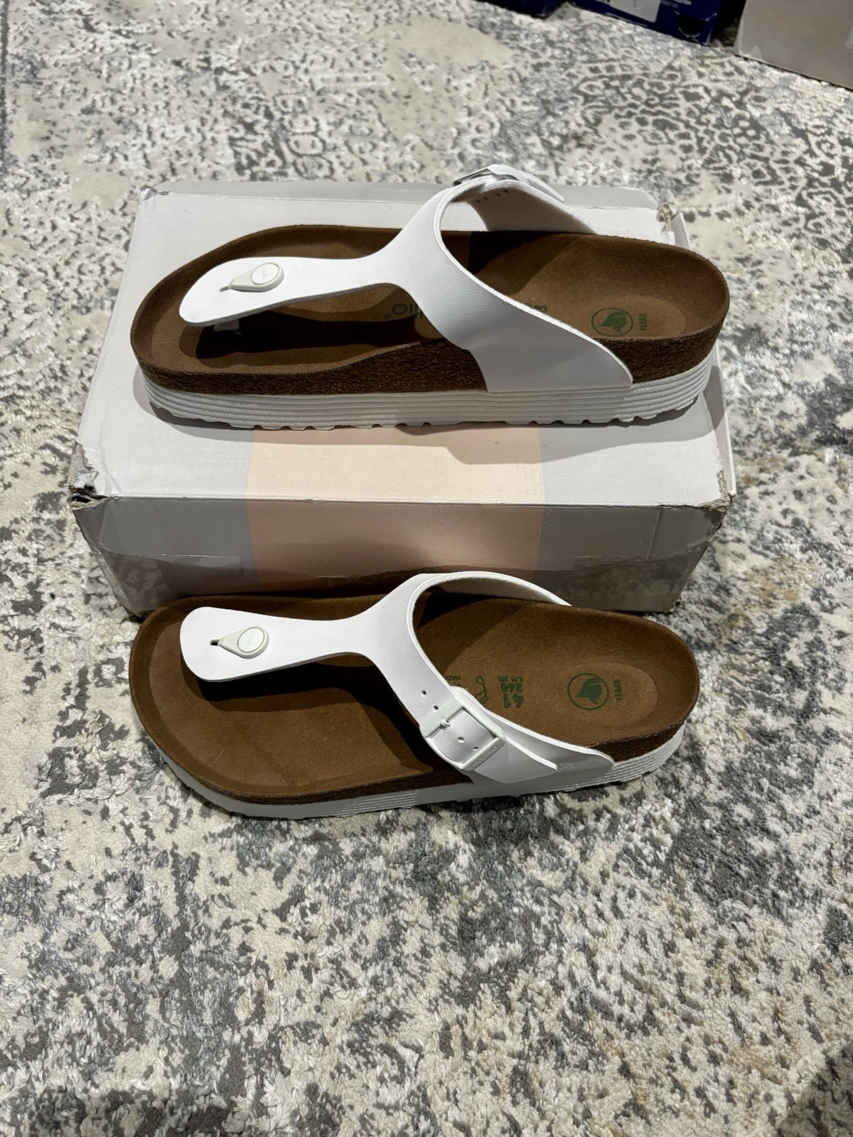 NEW Papillio Birkenstock Gizeh Grooved Vegan Platform Thong White Sandals 41