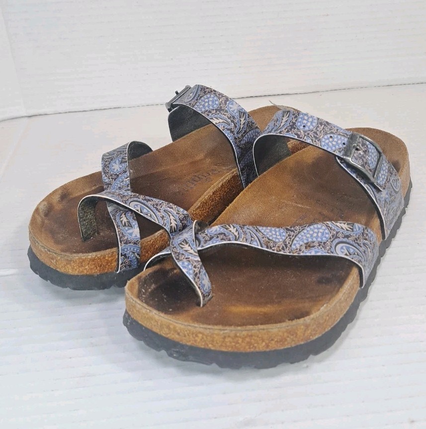 Birkenstock Papillio Women’s Tabora Cork Sandals Sz 36 US 5-5.5 Mayari Top Blue