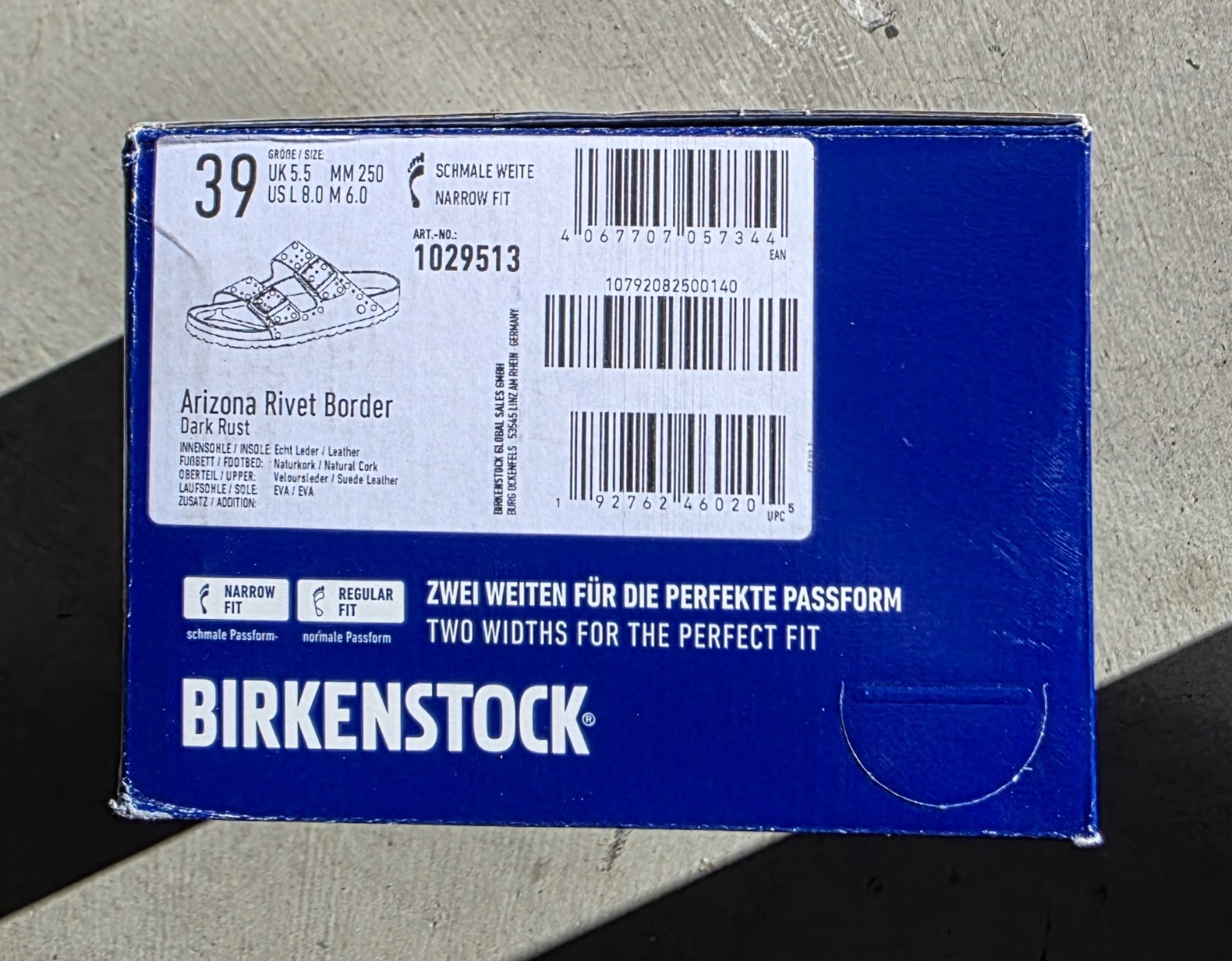 Birkenstock Arizona Rivet Border Suede Leather Dark Rust  Color Narrow