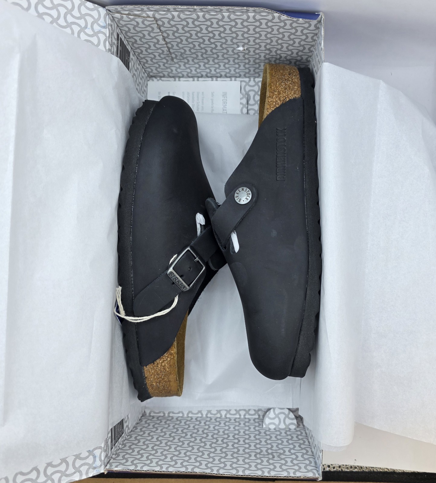 Birkenstock Boston Bs Waxy Oiled Leather Black Color Regular Wide