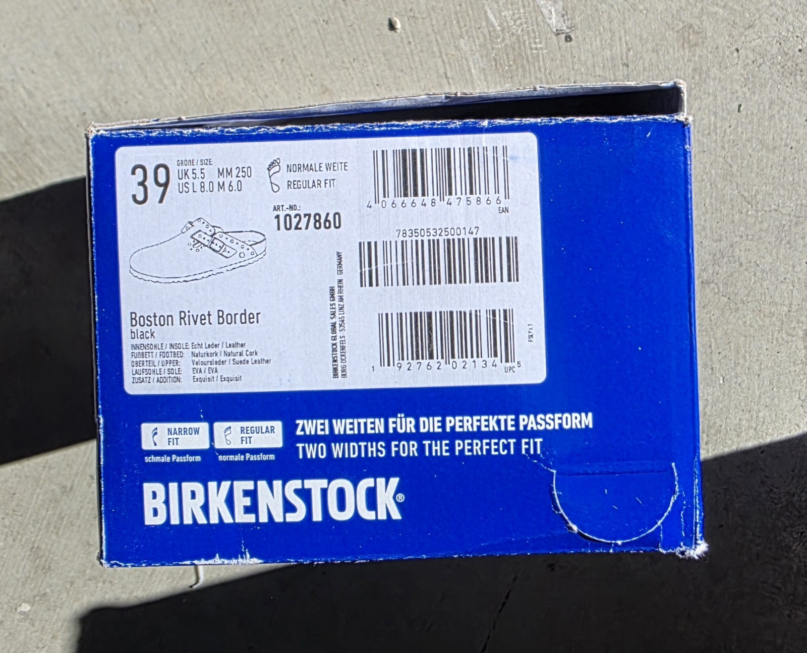 Birkenstock Boston  Rivet Border Exquisite Leather Black Color Regular Wide