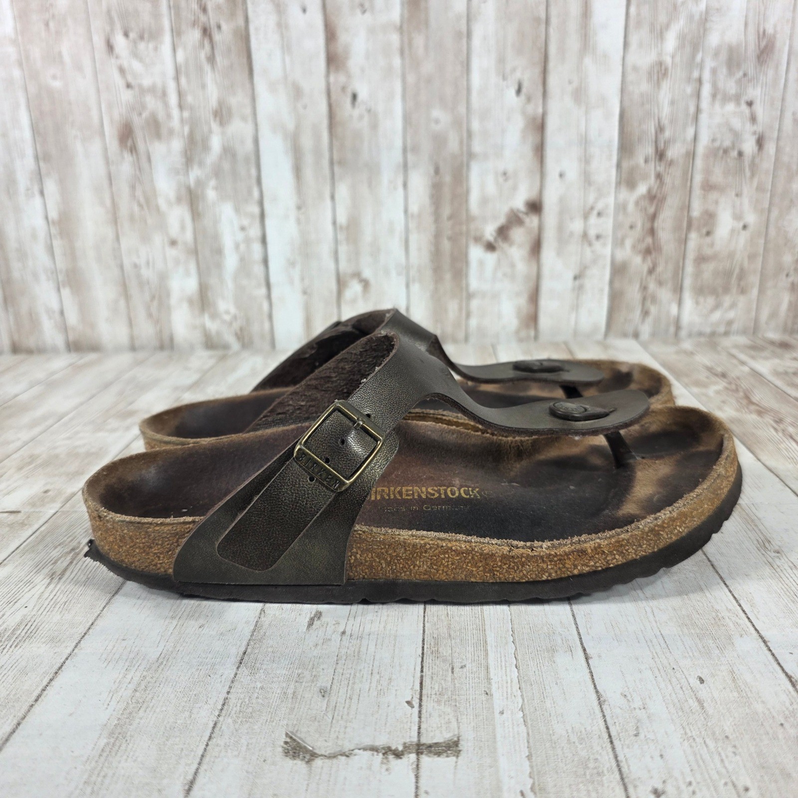Birkenstock Gizeh Brown Leather Thong Sandals Women Size 40 EU 9 US