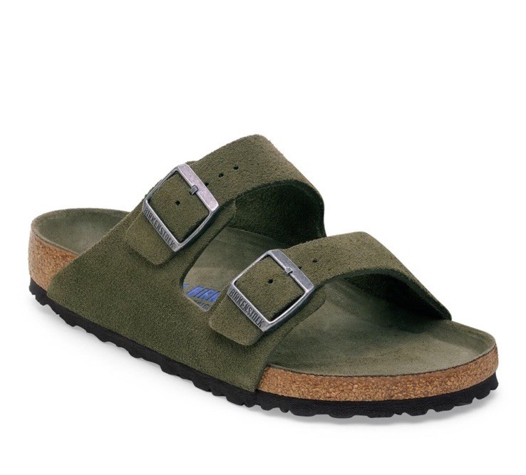 Birkenstock Arizona Soft Footbed Sandals Thyme Green Suede Nib
