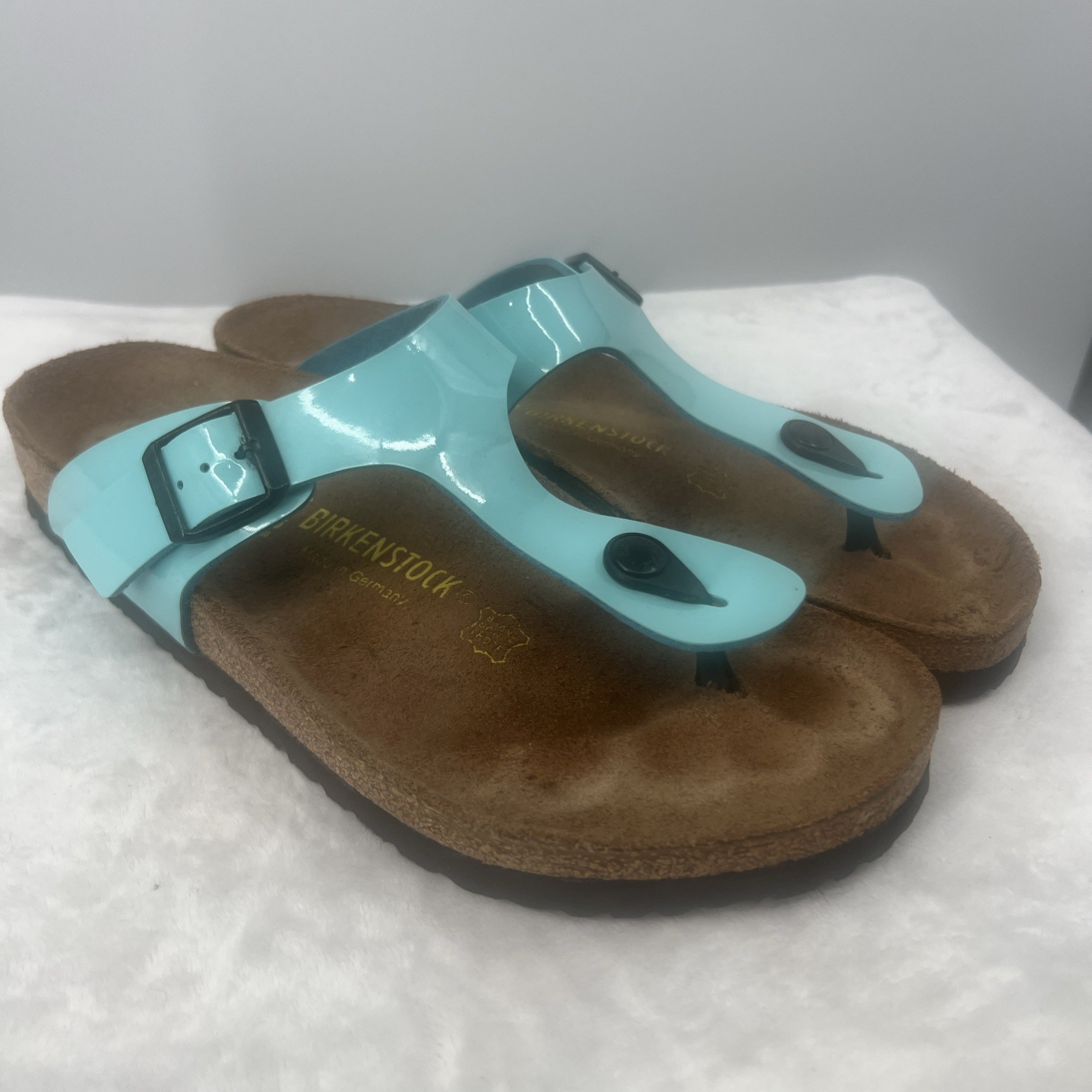 Birkenstock Gizeh Turquoise Teal Birko-Flor Sandals Women’s 41 10 10.5 Regular