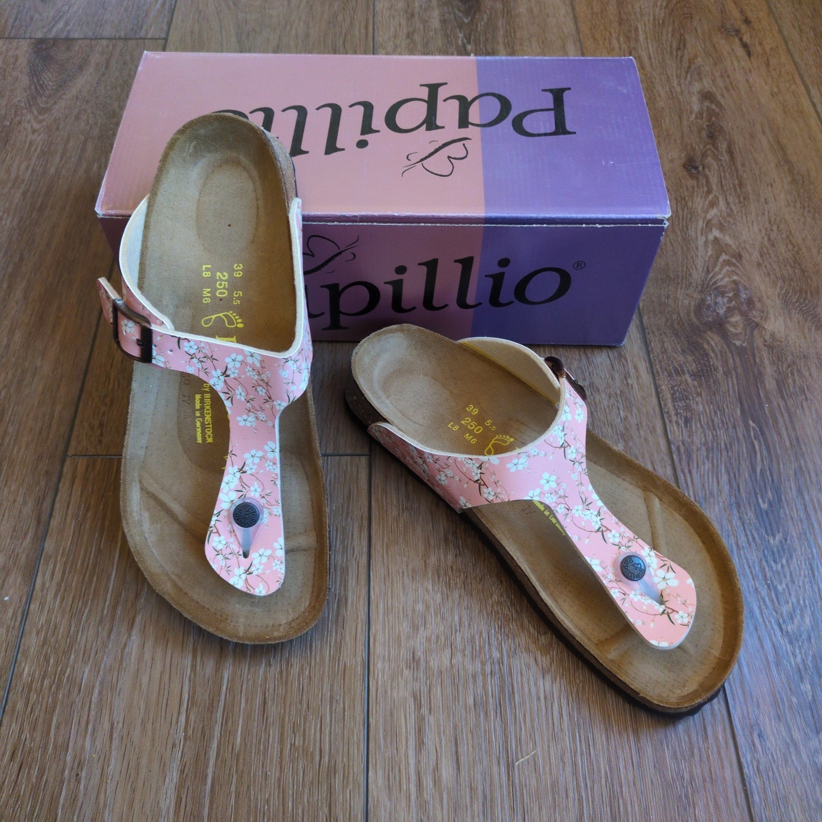 NIB Papillio Birkenstock Gizeh Floral Thong Sandals Pink Daisy Flower 39