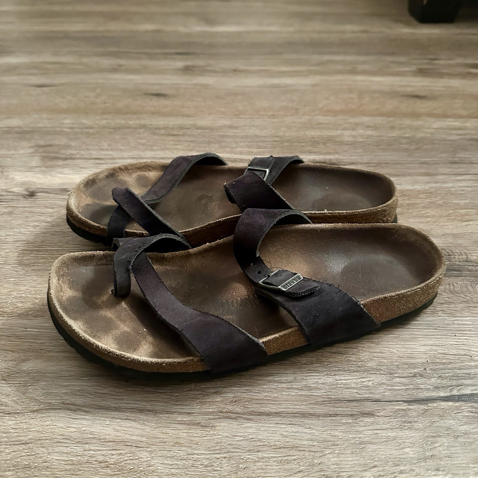 Birkenstock Mayari Sandals Black Leather Toe Loop Casual Womens 39 EU 8 – 8.5 US