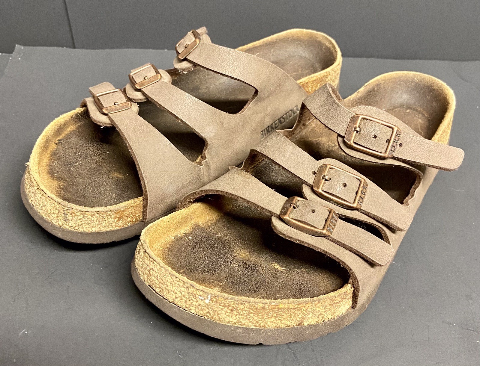 Birkenstock Florida Women’s Size 40 US 9-9.5 Light Brown 3-Strap Leather Sandals