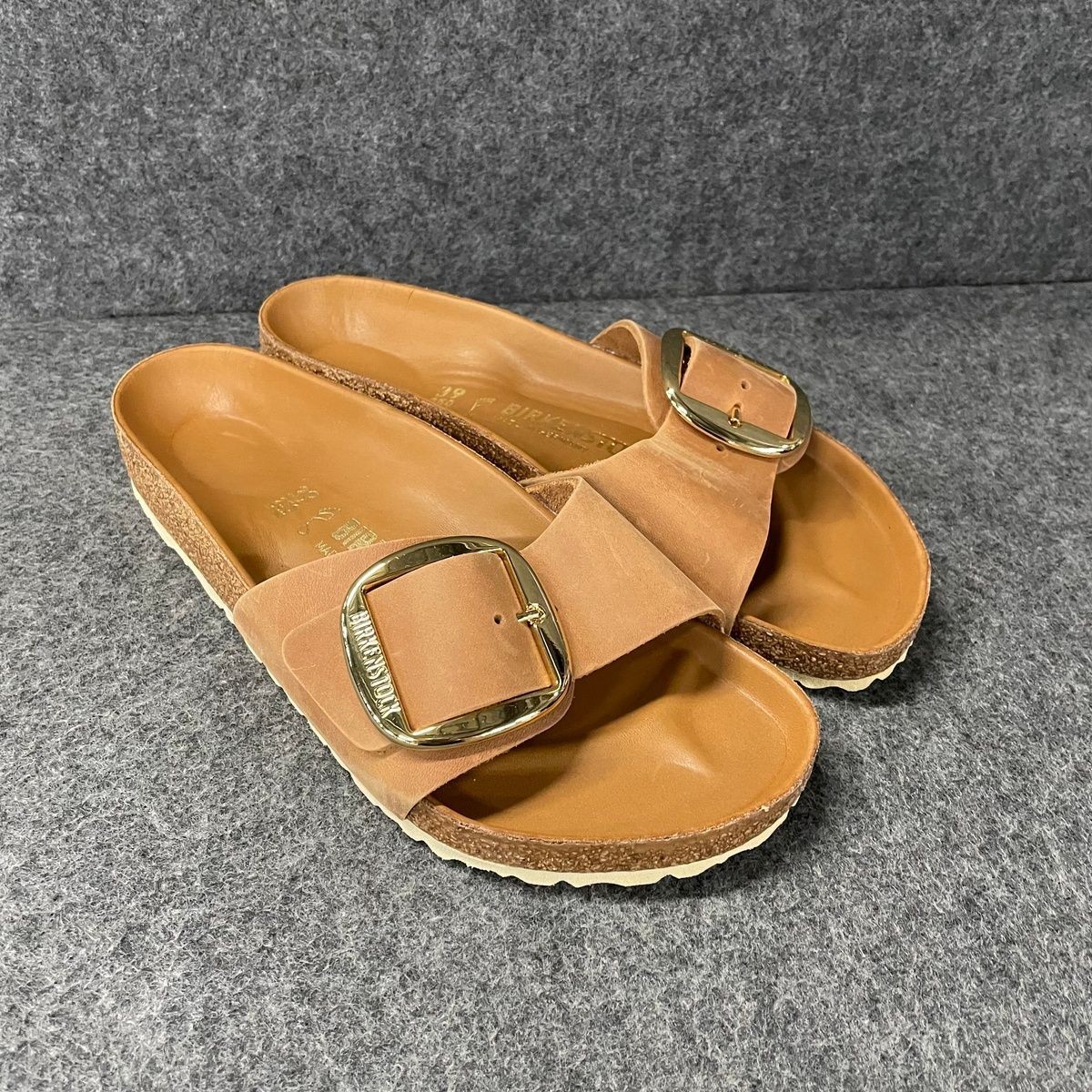 BIRKENSTOCK Madrid Big Buckle Oiled Leather Unisex Size M6/W8 Cognac