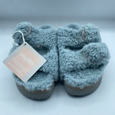 Birkenstock Papillio Blue Shearling Fur Sandals Womens 37 US 6 Boho Casual NWOB