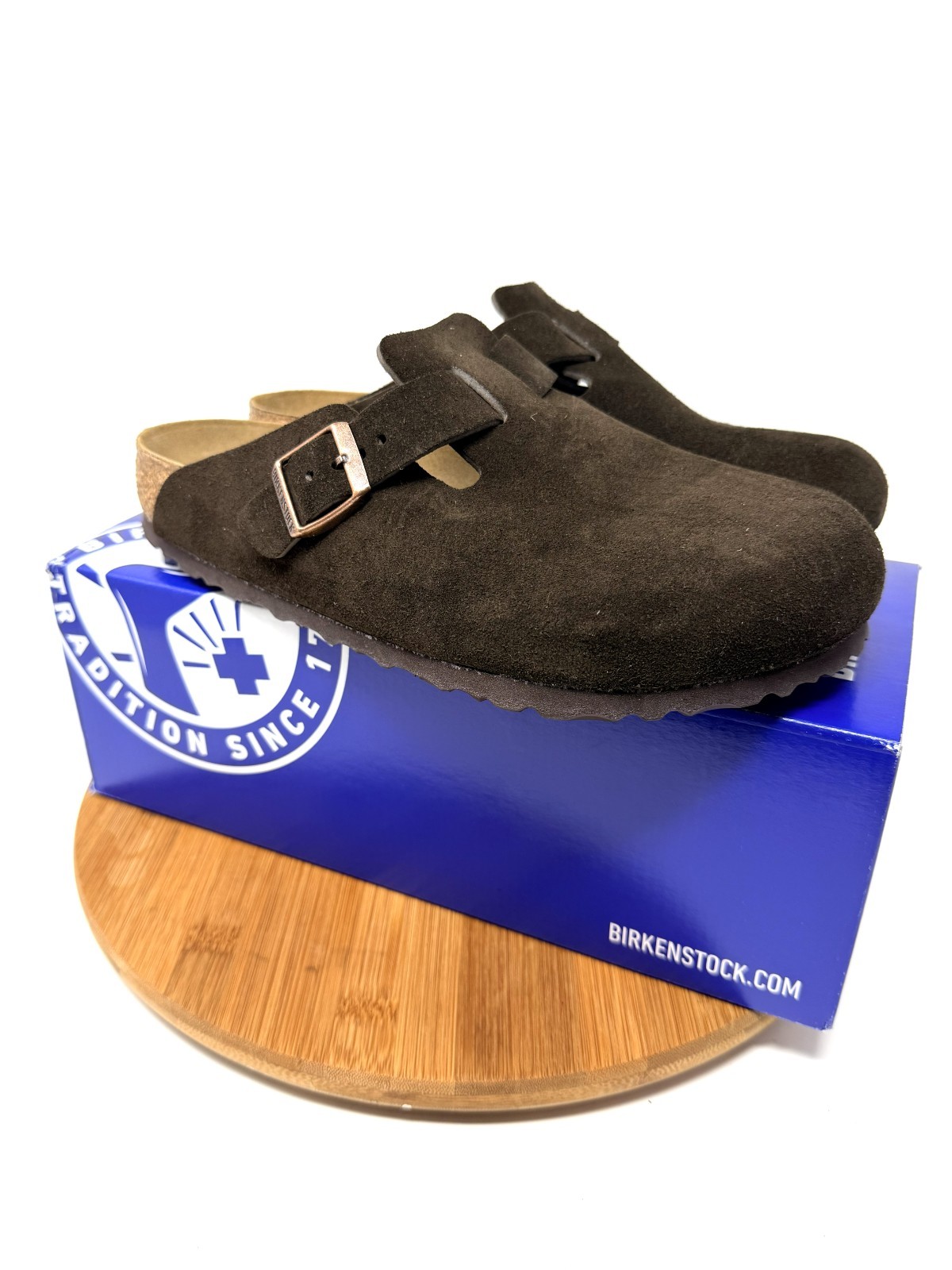 NEW IN BOX BIRKENSTOCK Boston Suede Leather Mocha Clogs Sz 39 M 6.0 L 8.0