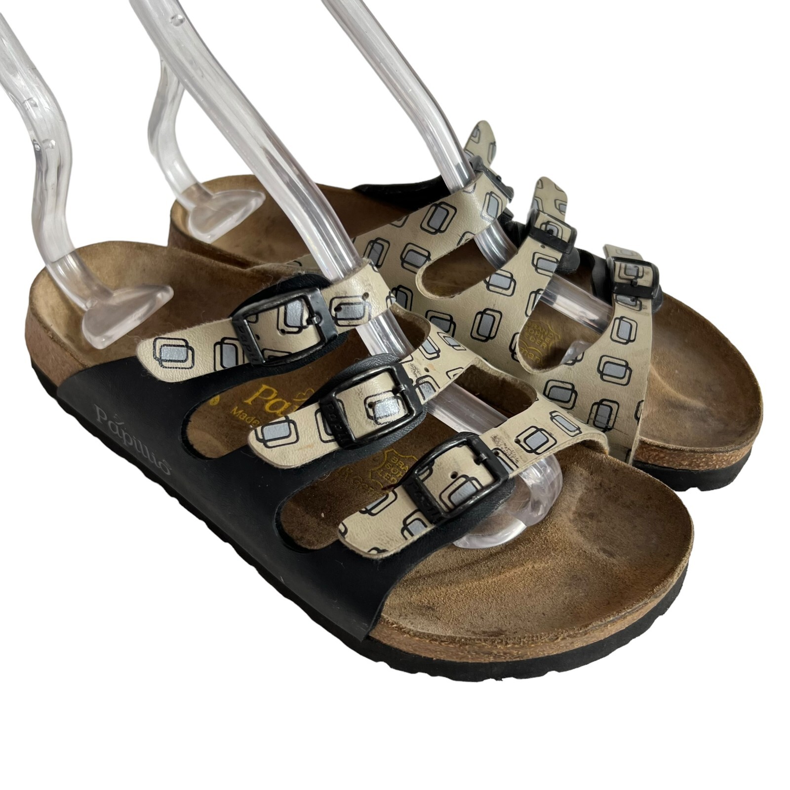 Birkenstock sandals Papillio Florida 36 womens straps black beige faux leather
