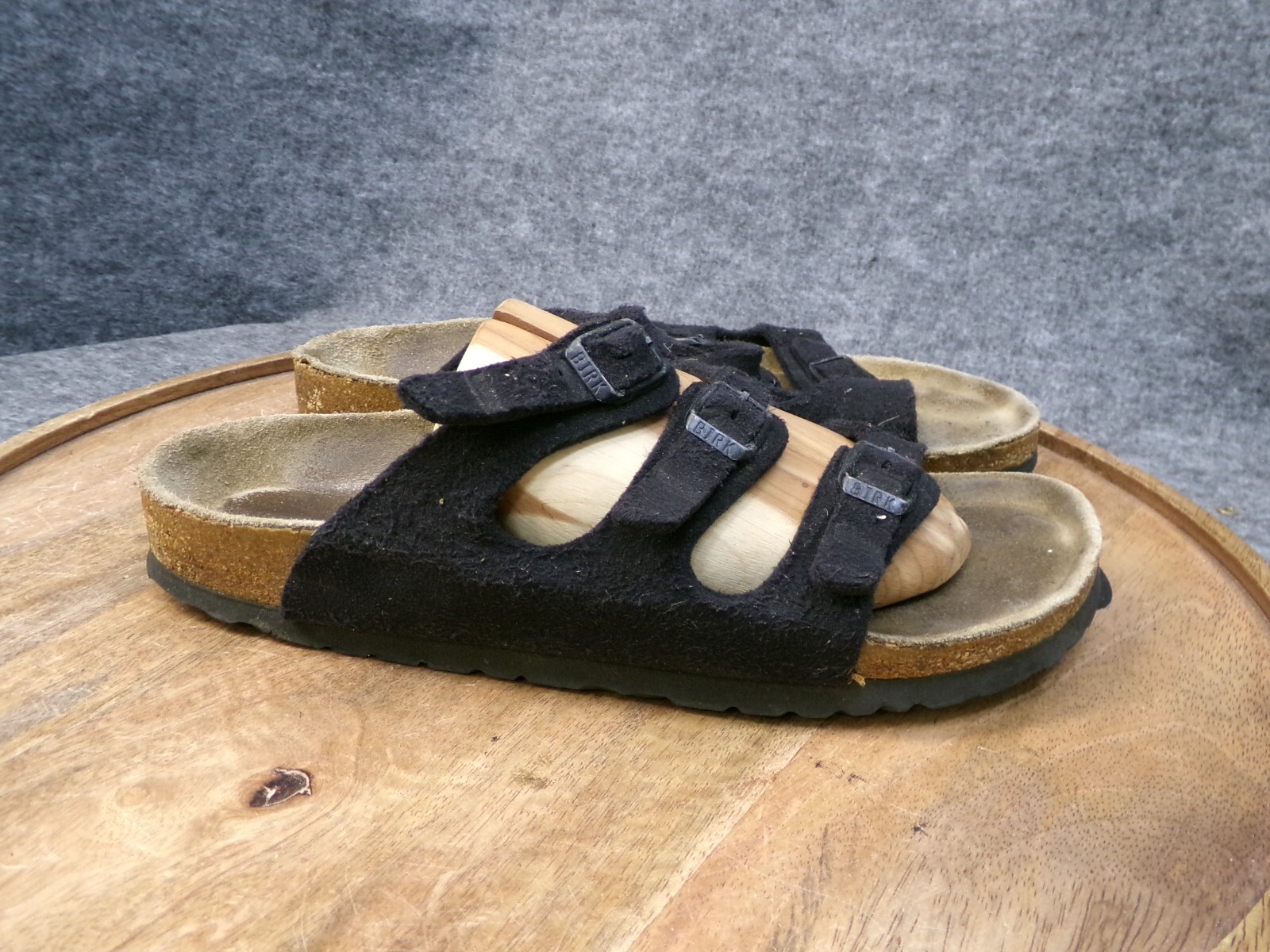 Birkenstock Florida Faux Suede Black Soft Footbed Sandals Size 39 US 8 Narrow