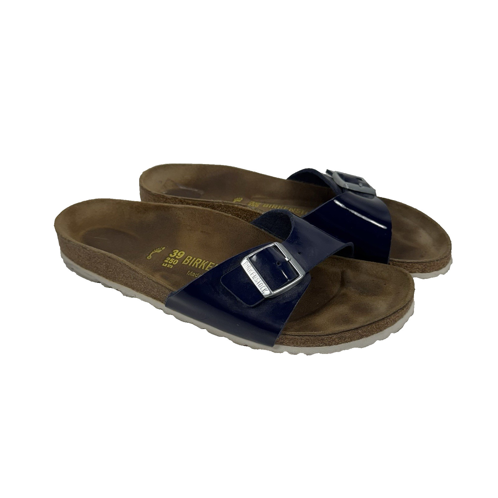 Birkenstock Madrid Big Buckle Patent Leather Blue Sandals Size 39 / US 8 Narrow