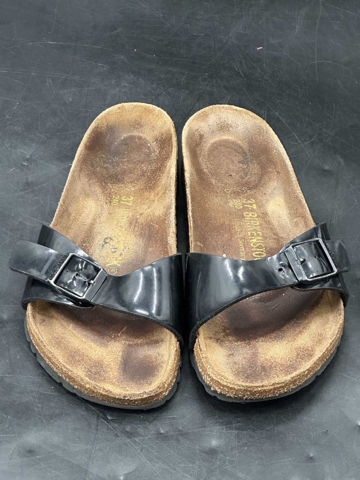 Birkenstock Madrid Womens 37 US 6 Black One Strap Birko Flor Sandals Slides