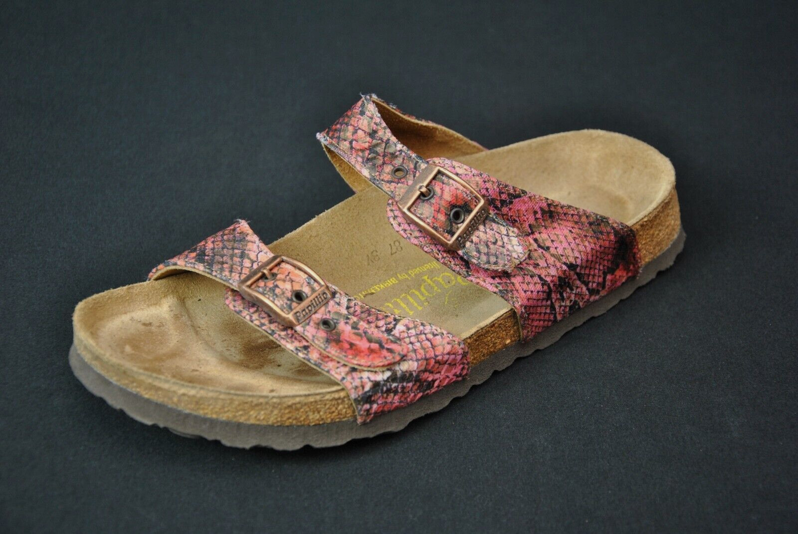 Birkenstock Papillio Pink Snake Print Sandals 39 L 8 Narrow Animal