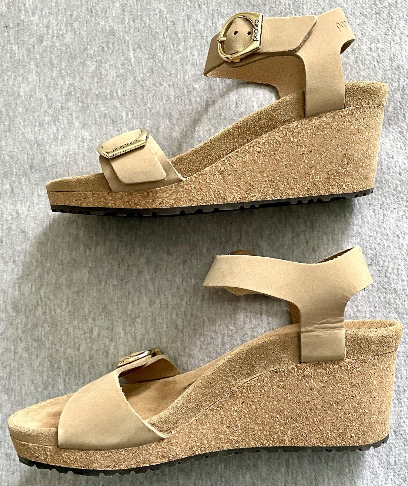 Papillio Birkenstock NEW Soley Ring Buckle Wedge Sandcastle Sandal Size 37/US 6