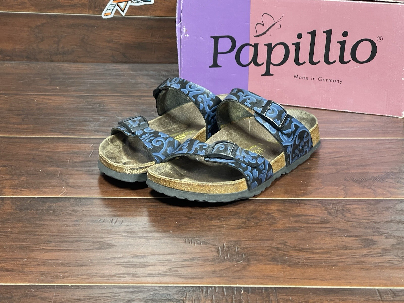 Birkenstock Papillio Sydney Tropical Floral Black Blue Birko Flor Sz 36 US W 6