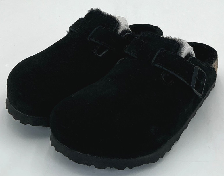 Birkenstock Boston Shearling Women’s Size 7 US 38 EU Black Suede Clogs NIB