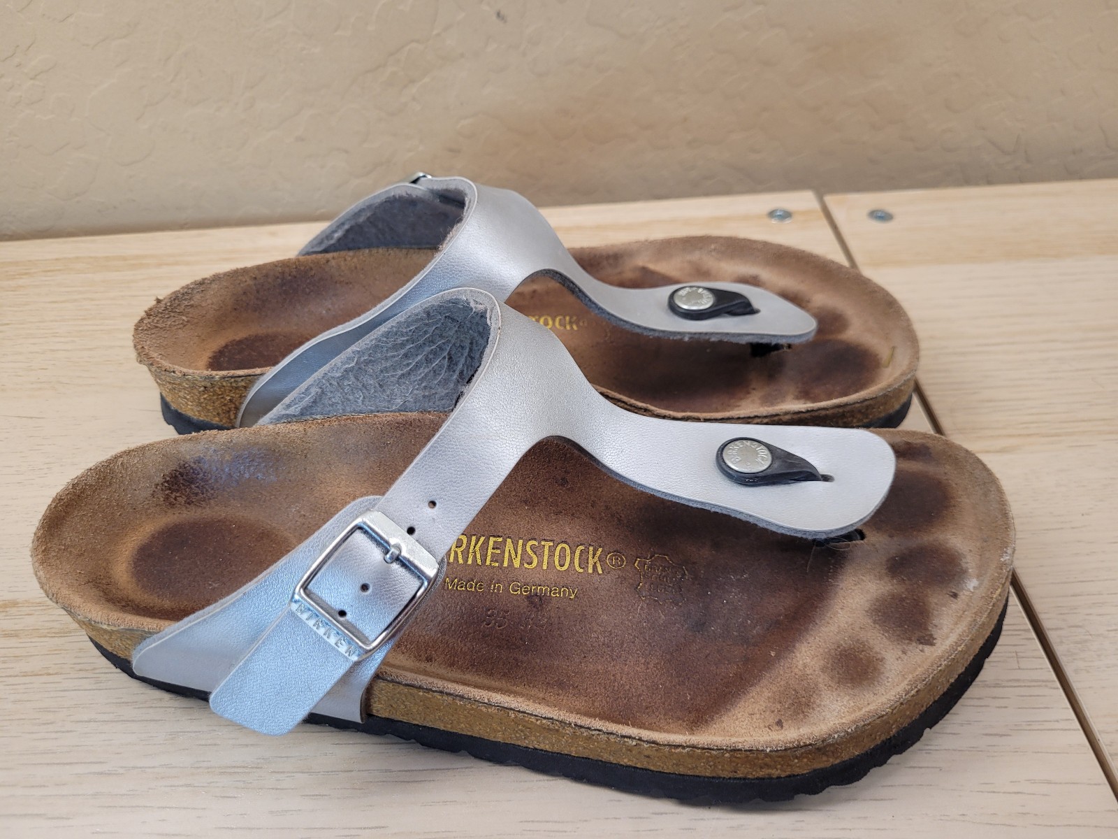 Birkenstock Gizeh Regular Fit Birko Flor Silver US Women’s 8  EU 39