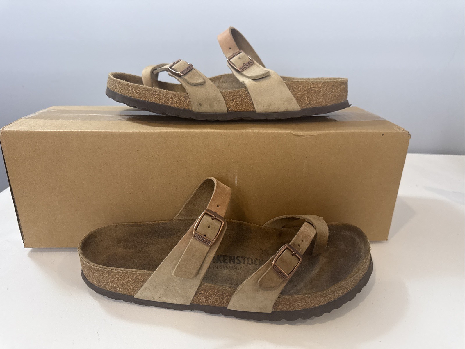 Birkenstock Mayari Tobacco Brown Leather Criss Cross Sandal Size 40 US 9-9.5