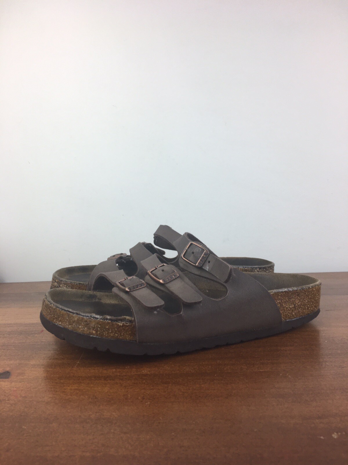 Birkenstock Florida Sandals Womens 36 (5-5.5) Triple Straps Slide Brown Leather