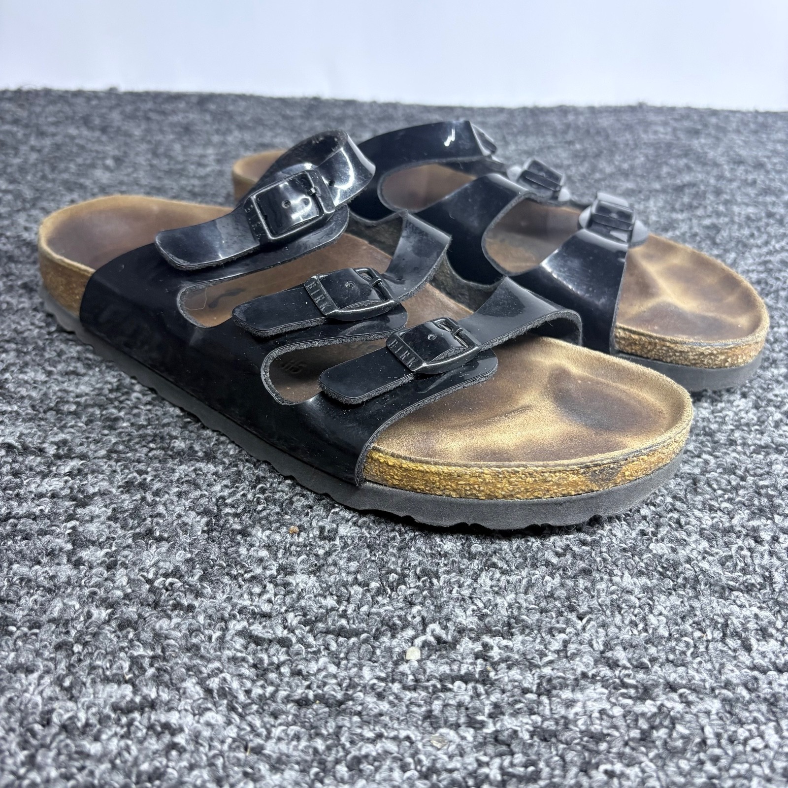 Birkenstock Florida Patent Black Birko Flor Sandals 3 strap EU 37 Germany