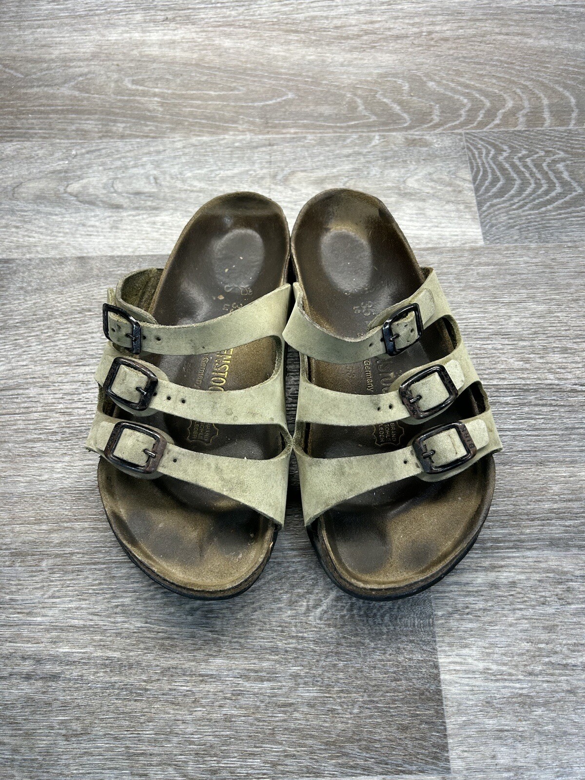 Birkenstock Florida Sandal Women 35 US 5 Cream Leather Soft Footbed Three Straps